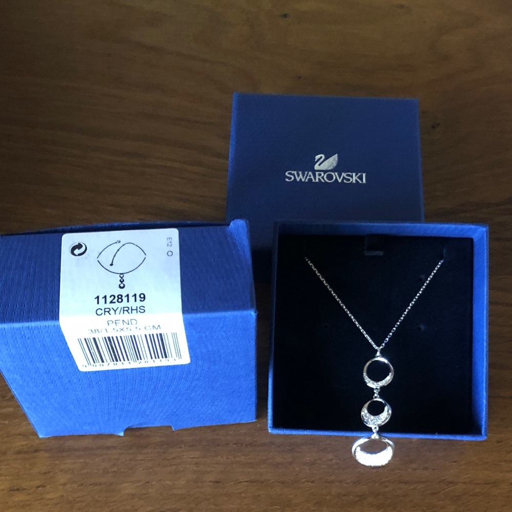 Swarovski Silver Ragtime Clear Crystal Triple Drop Necklace